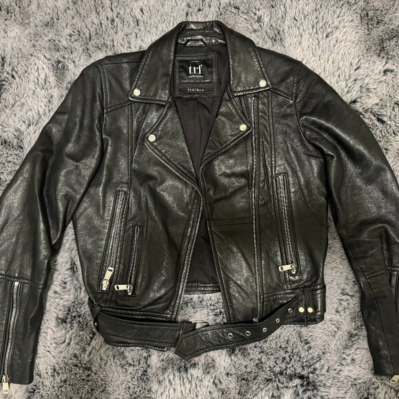 Leather Black Bike Jacket - Picture 1 of 8